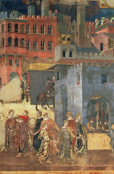 Buon governo in città, 1338-40 (dettaglio) da Ambrogio Lorenzetti